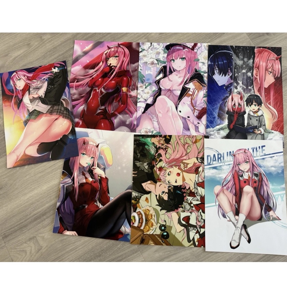 Zero Two and Hiro Darling in the Franxx Poster Set 14x10 7 pack